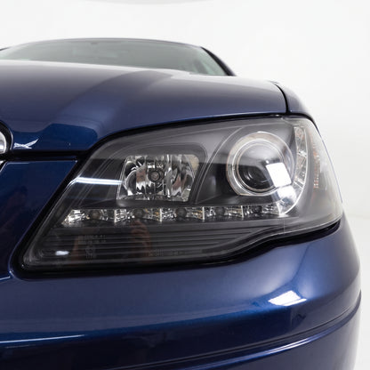 Ford Fairmont BF (2005 - 2008) LED DRL Projector Headlights LH + RH installed close-up