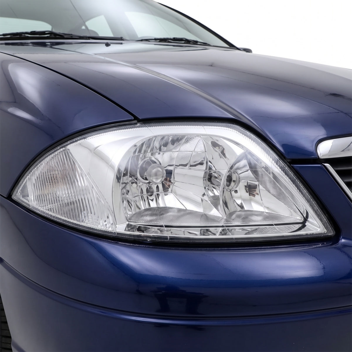 Ford Falcon AU Series 1 & 2 & 3 (1998 - 2002) Chrome Headlights LH + RH installed close-up