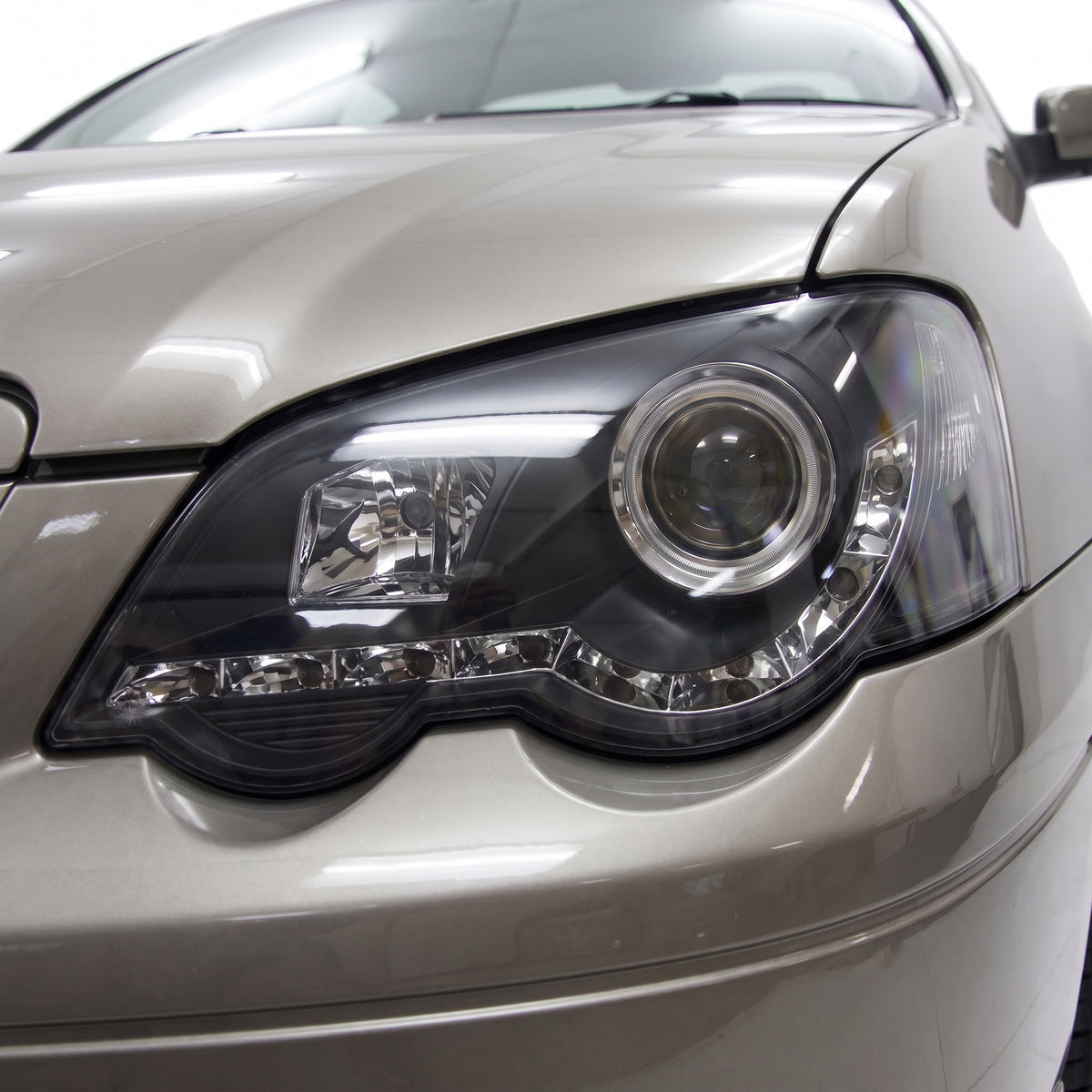 Ford Falcon BA / BF (2002 - 2008) LED DRL Projector Headlights LH + RH installed close-up
