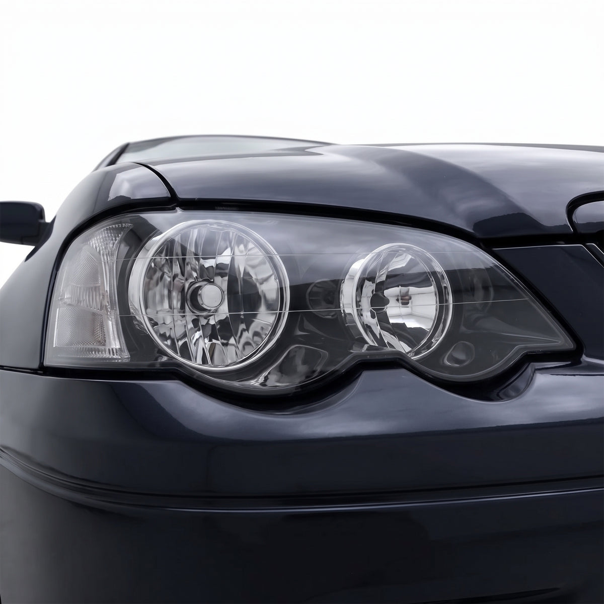 Ford Falcon BA Series 1 & 2 XR6 XR8 FPV GT Turbo (2002 - 2005) Black OEM Style Headlights LH + RH installed close-up