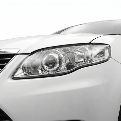 Ford Falcon FG Series 2 G6E (2011 - 2014) Chrome Projector Headlights LH + RH installed close-up