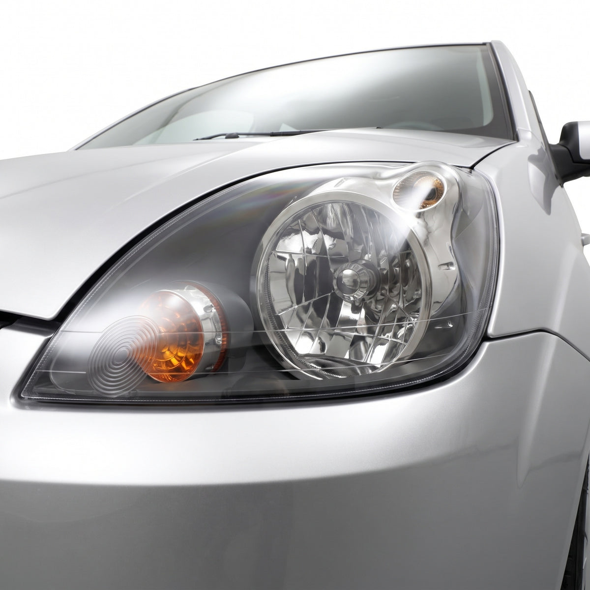 Ford Fiesta WQ (2005 - 2008) OEM Style Headlights LH + RH installed close-up