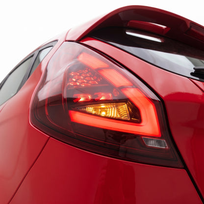 Ford Fiesta WS / WT / WZ (2008 - 2019) Sequential Red Full LED Tail Lights LH + RH installed close-up