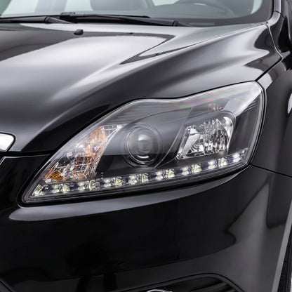 Ford Focus LV (2009 - 2011) Black Day Time DRL LED Projector Headlights LH + RH