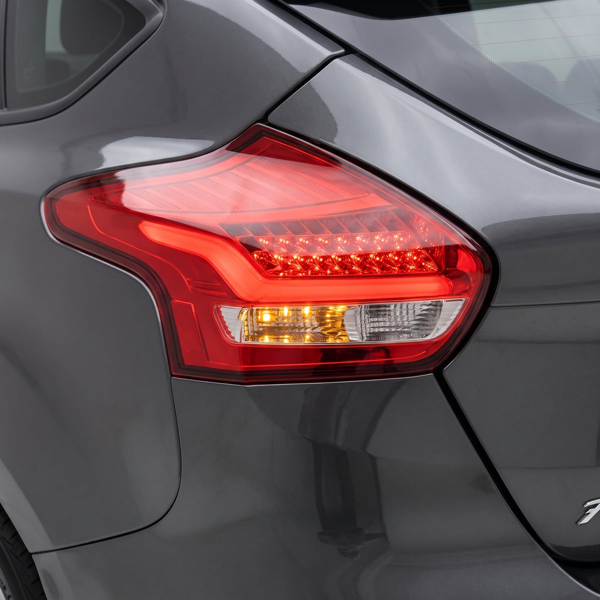 Ford Focus LZ (2015 - 2018) Clear Red 3D Full LED Stripe Bar Tail Lights LH + RH installed