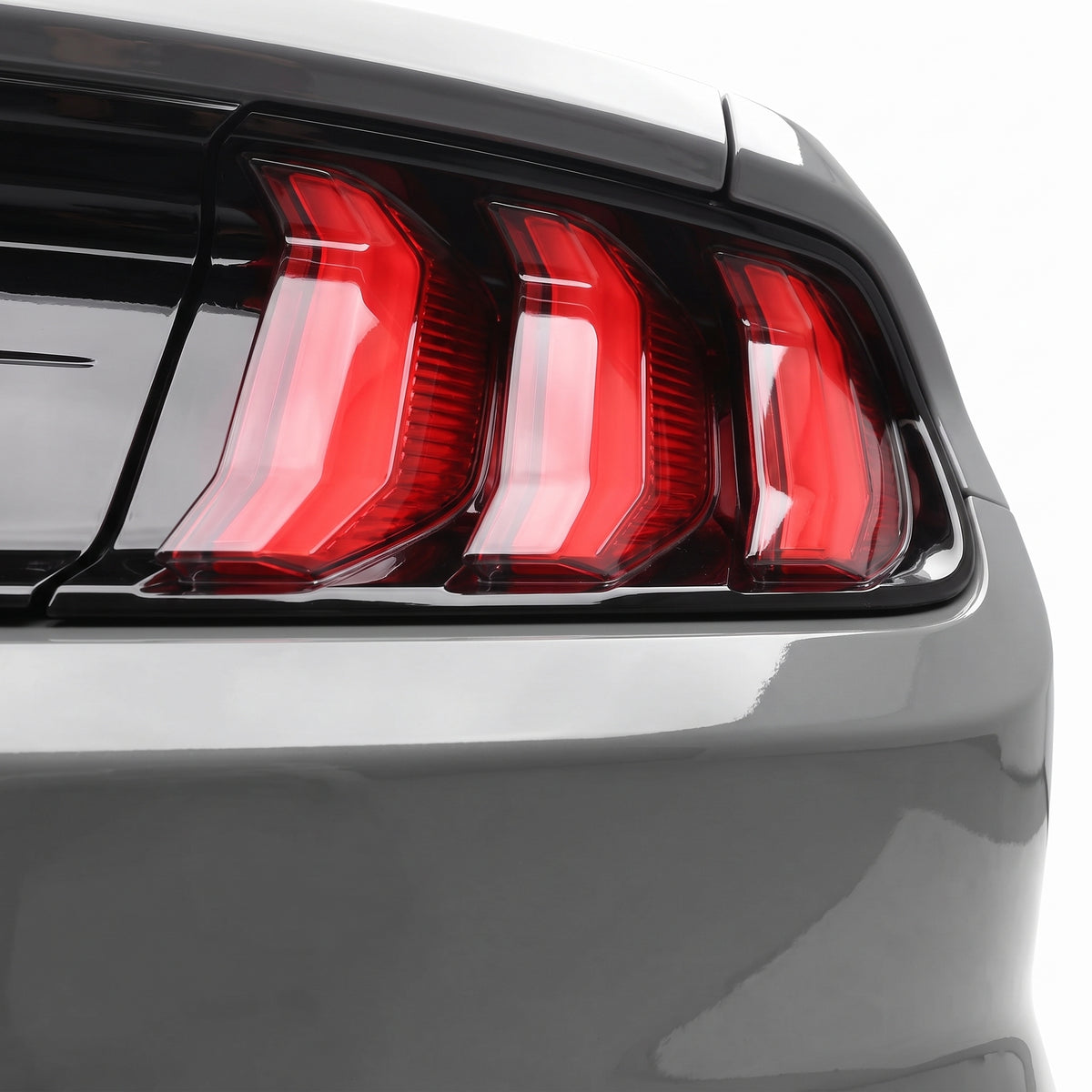 Ford Mustang FM / FN (2015 - 2021) Sequential Clear Full LED Tail Lights LH + RH installed close-up