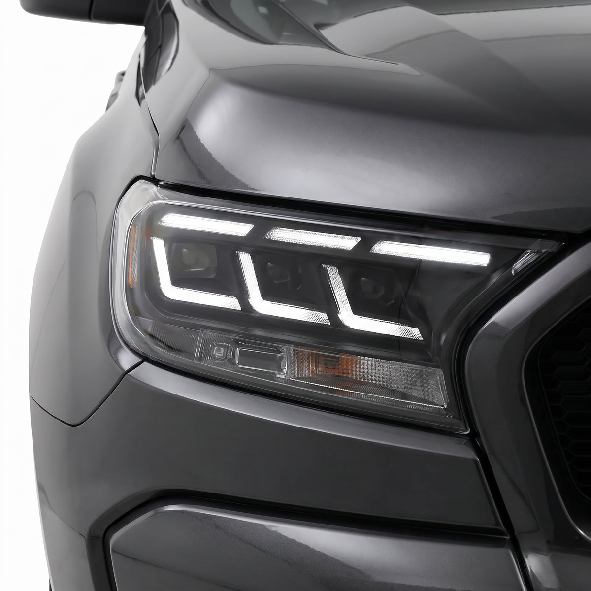 Ford Ranger PX2 / PX3 (2015 - 2019) Sequential Black Full LED Mustang Style Headlights LH + RH