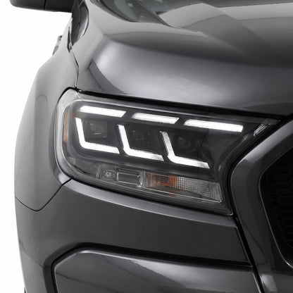 Ford Ranger PX2 / PX3 (2015 - 2019) Sequential Black Full LED Mustang Style Headlights LH + RH