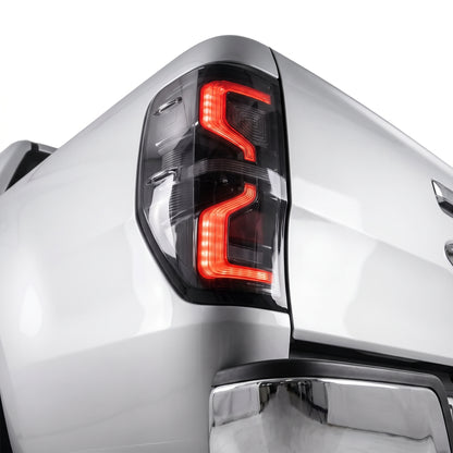 Ford Ranger PX MK1 / MK2 (2012 - 2018) Sequential Smoked Full LED Tail Lights LH + RH installed close-up