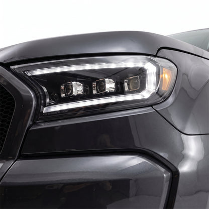Ford Ranger PX MK2 / MK3 (2015 - 2021) Projector LED Headlights LH + RH installed close-up
