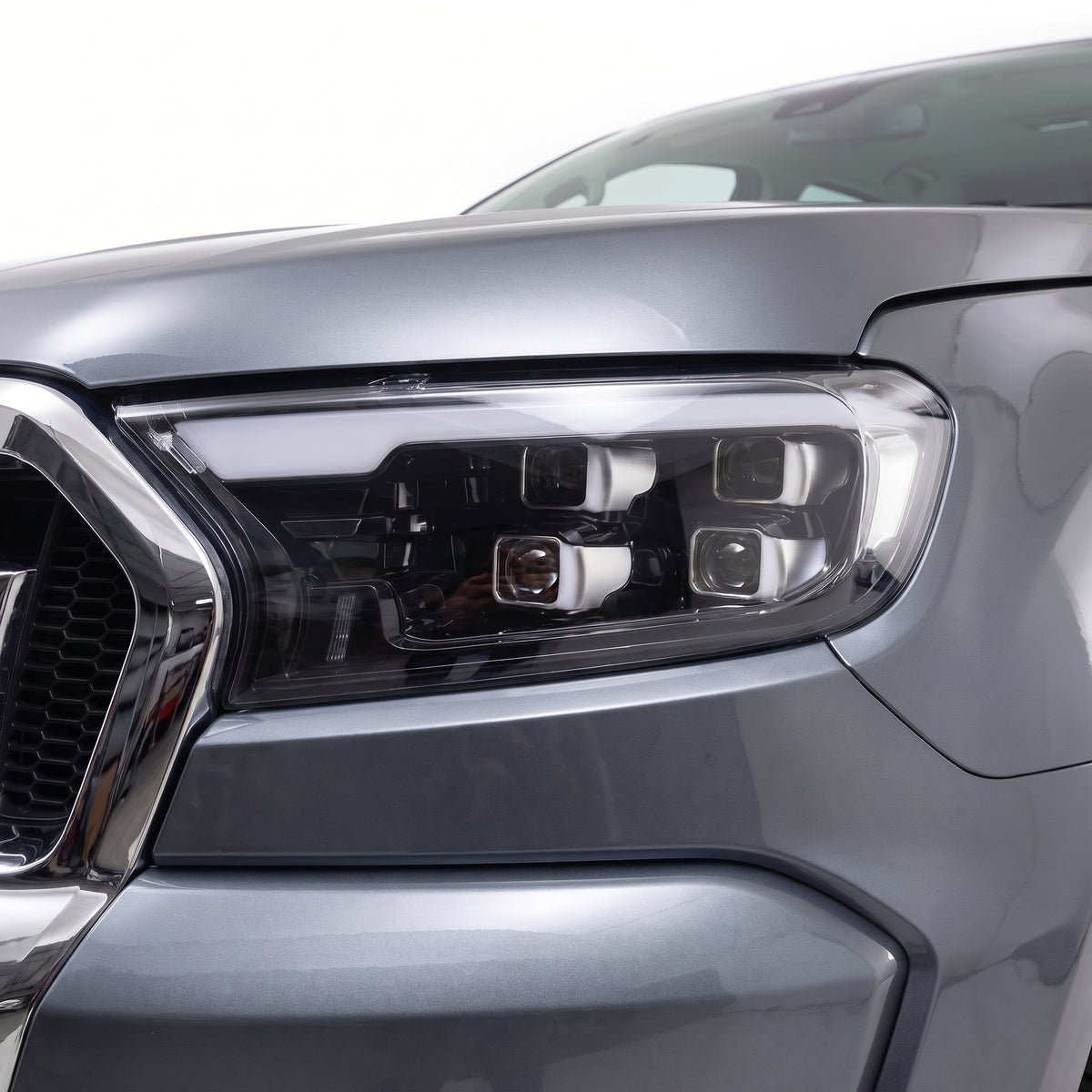 Ford Ranger PX MK2 / MK3 (2015 - 2022) LED Spider Eye Headlights LH + RH installed close-up