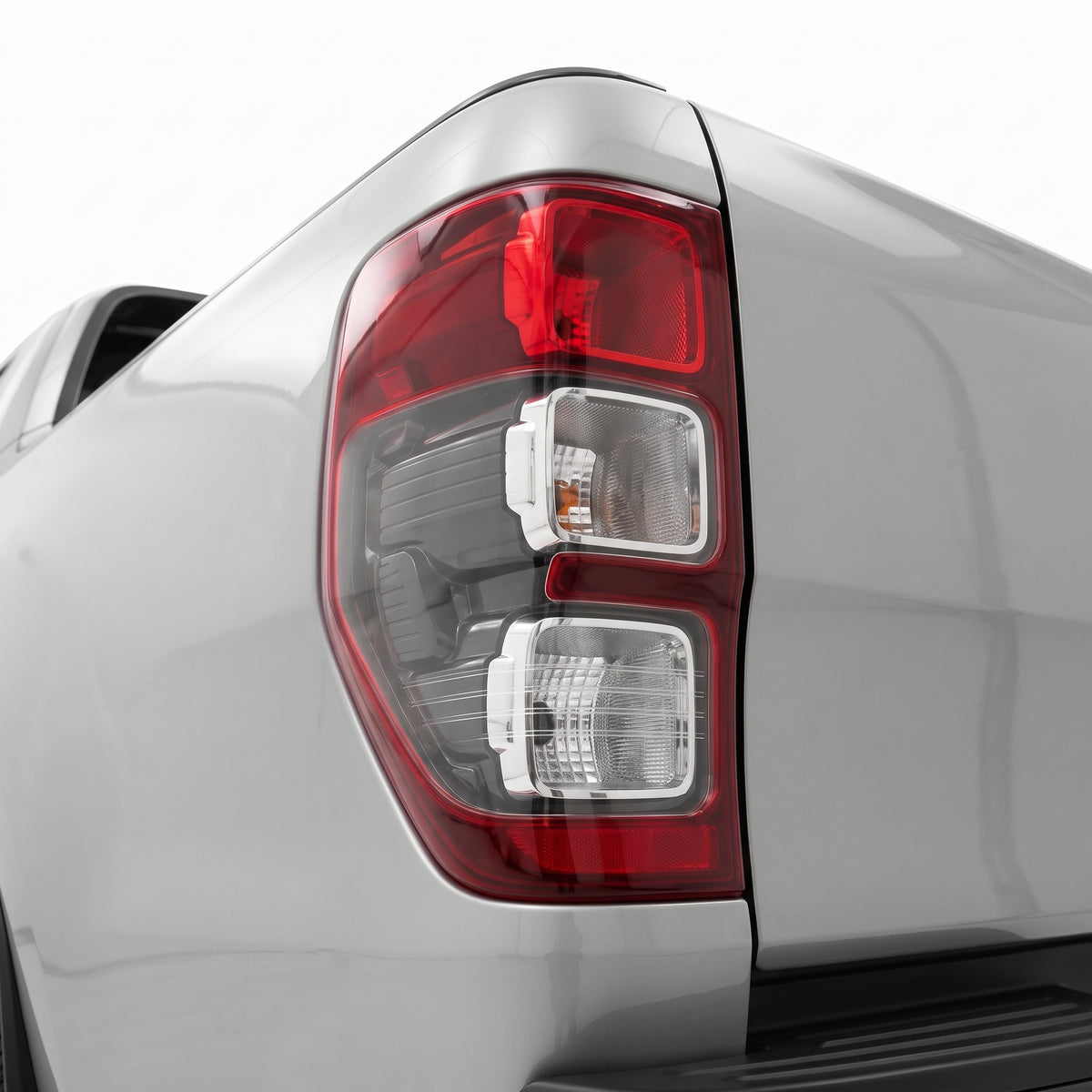 Ford Ranger PX MK3 Wildtrak (2020 - 2022) OEM Style Tail Lights With Chrome Bezel LH + RH installed close-up