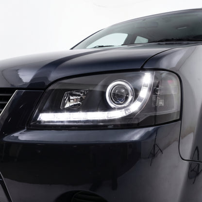 Ford Territory SX / SY (2004 - 2009) LED DRL Style Projector Headlights LH + RH installed close-up