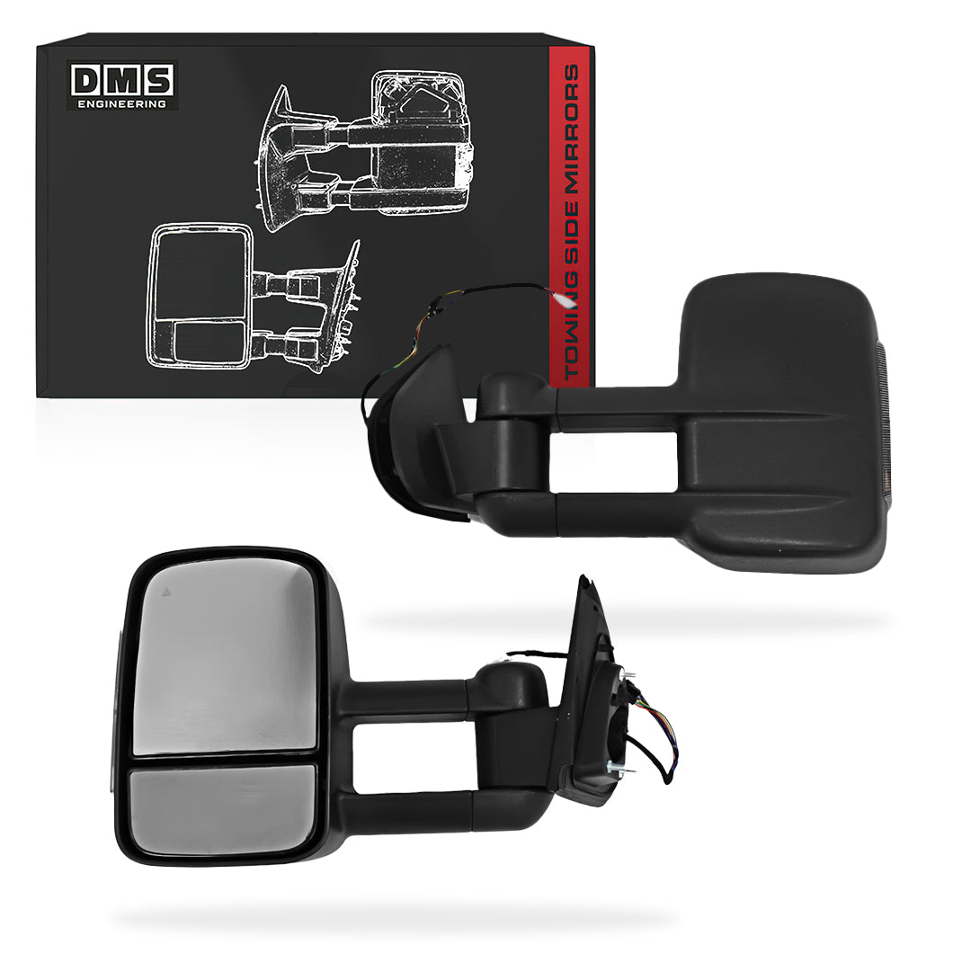 Holden Colorado RG (2012 - 2020) Black Electric LED Indicators Extendable Towing Side Mirrors LH + RH