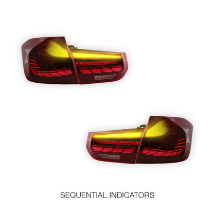 BMW 3-Series F30 / F80 / M3 (2012 - 2019) GTS Style Sequential Red LED Tail Lights LH + RH