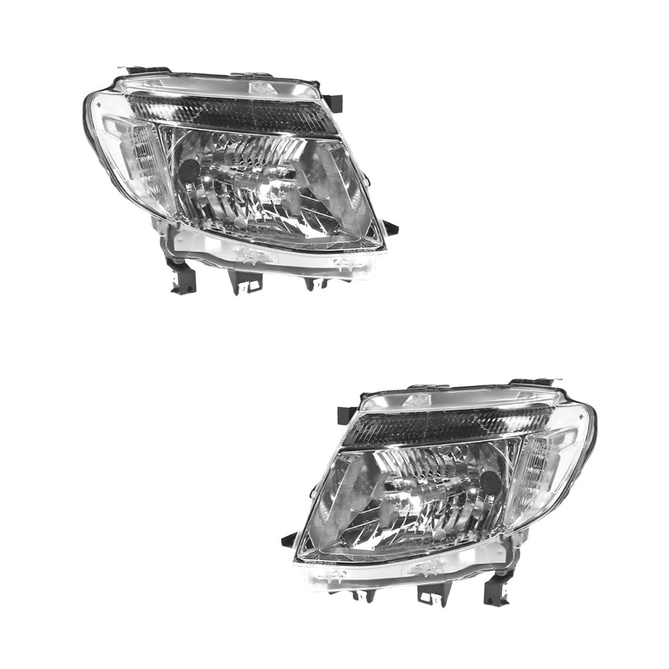 Ford Ranger PX MK1 (2011 - 2015) Chrome Halogen OEM Style Headlights LH + RH