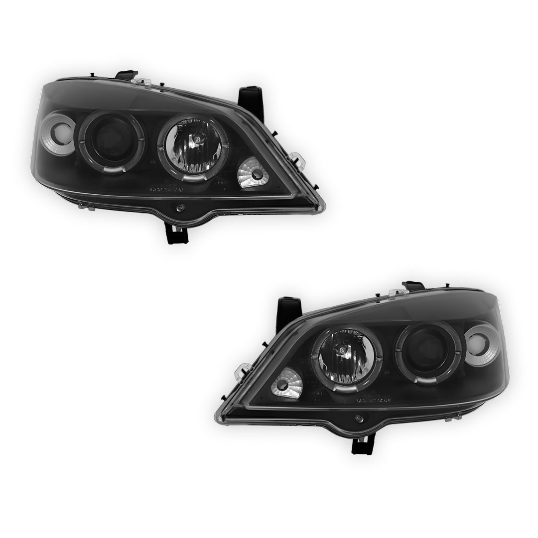 Holden Astra G Sedan / Hatch / Convertible (1998 - 2004) Black CCFL Angel Eyes Projector Headlights LH + RH