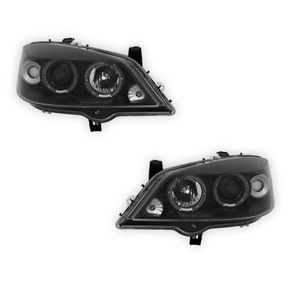 Holden Astra G Sedan / Hatch / Convertible (1998 - 2004) Black CCFL Angel Eyes Projector Headlights LH + RH
