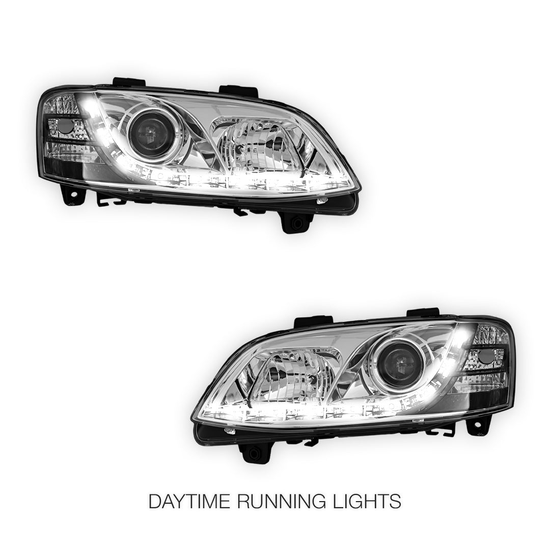 Holden Commodore VE Series 1 HSV (2006 - 2013) Crystal DRL LED Projector Headlights LH + RH
