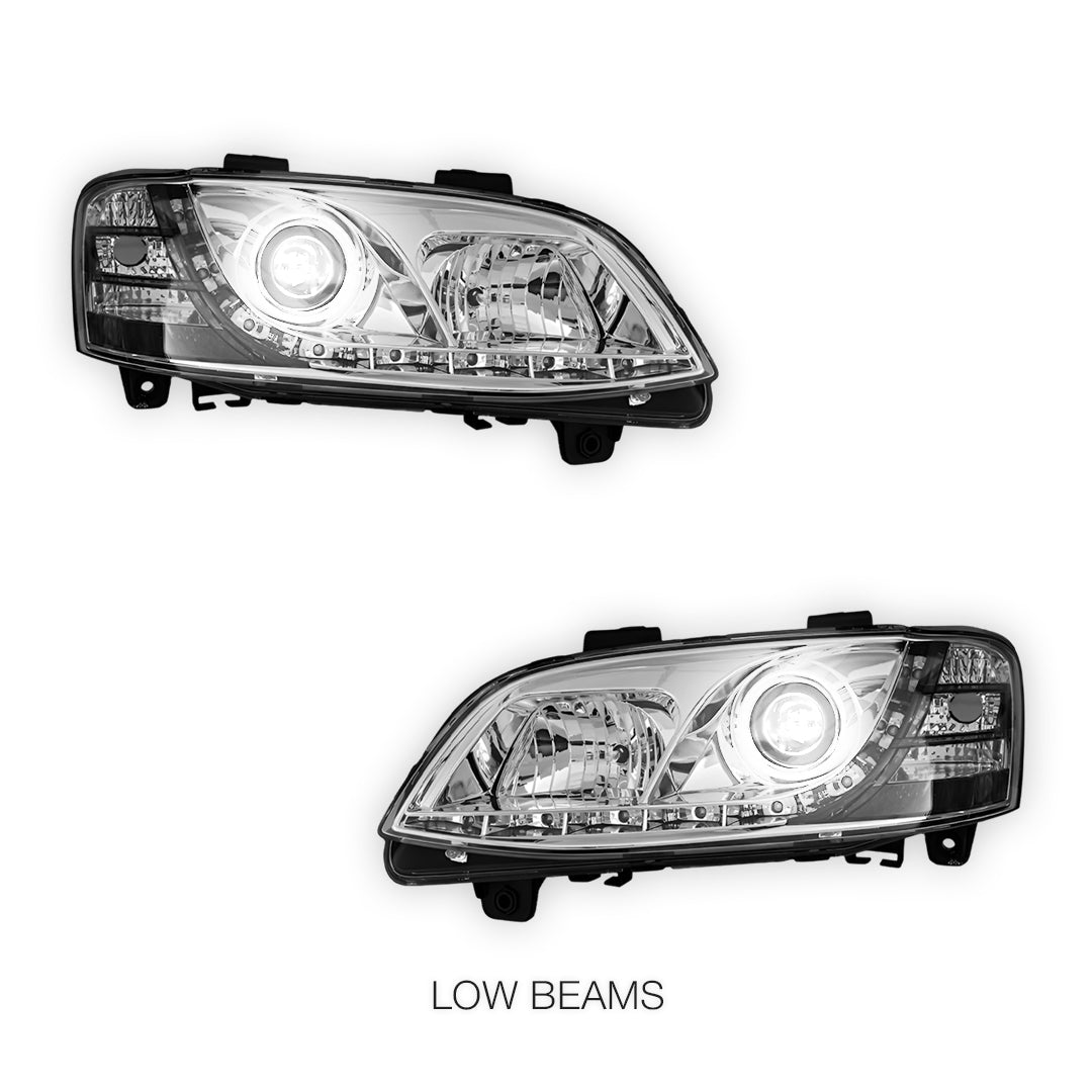 Holden Commodore VE Series 1 HSV (2006 - 2013) Crystal DRL LED Projector Headlights LH + RH