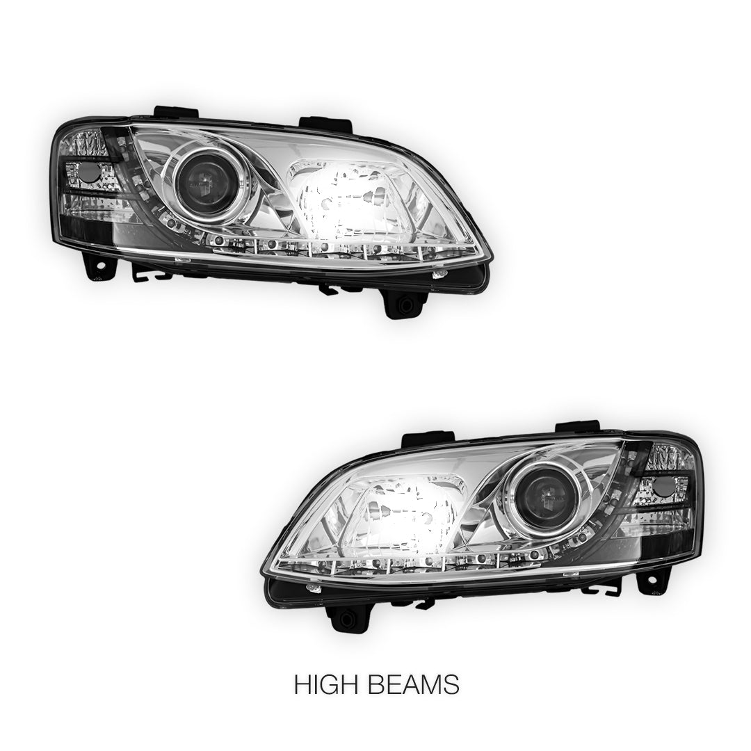Holden Commodore VE Series 1 HSV (2006 - 2013) Crystal DRL LED Projector Headlights LH + RH