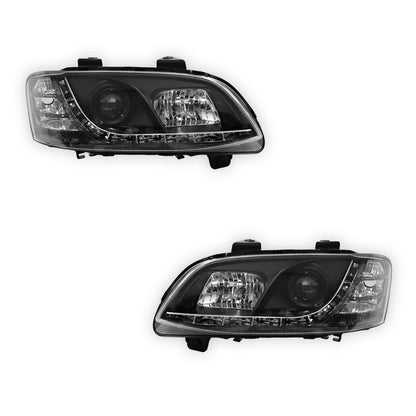 Holden Commodore VE Series 2 HSV (2009 - 2013) Black DRL LED Projector Headlights LH + RH