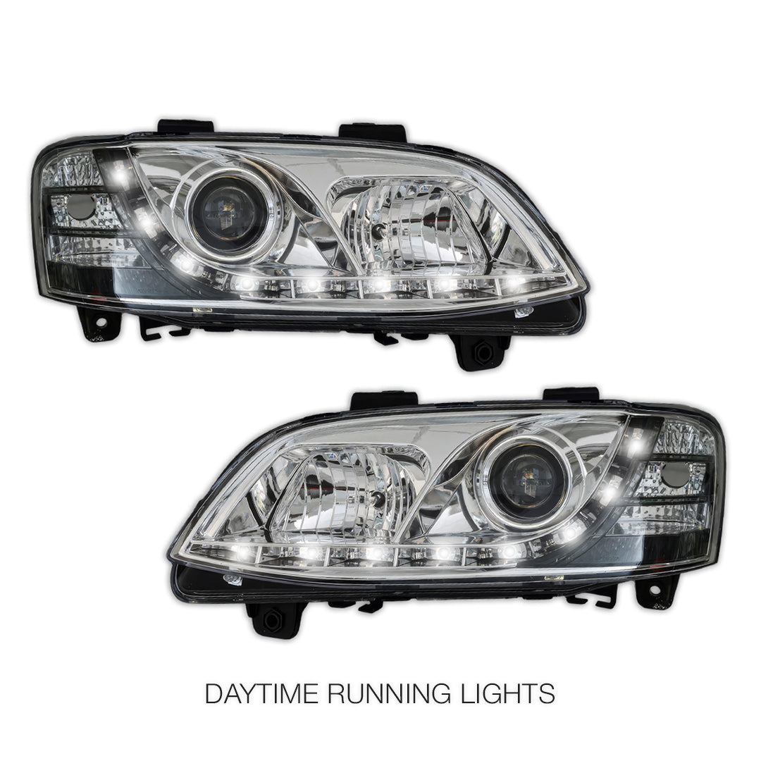 Holden Commodore VE Series 2 HSV (2010 - 2013) Crystal DRL LED Projector Headlights LH + RH
