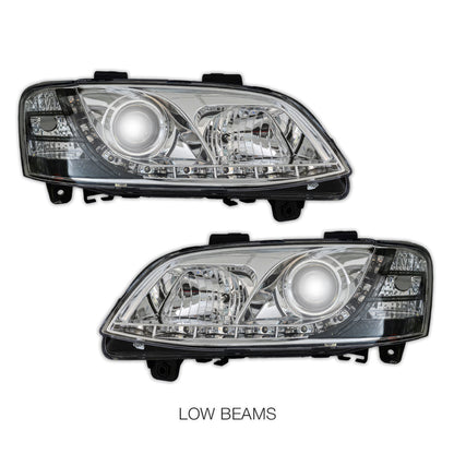 Holden Commodore VE Series 2 HSV (2010 - 2013) Crystal DRL LED Projector Headlights LH + RH