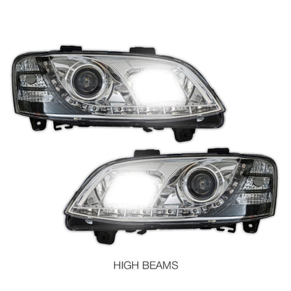 Holden Commodore VE Series 2 HSV (2010 - 2013) Crystal DRL LED Projector Headlights LH + RH