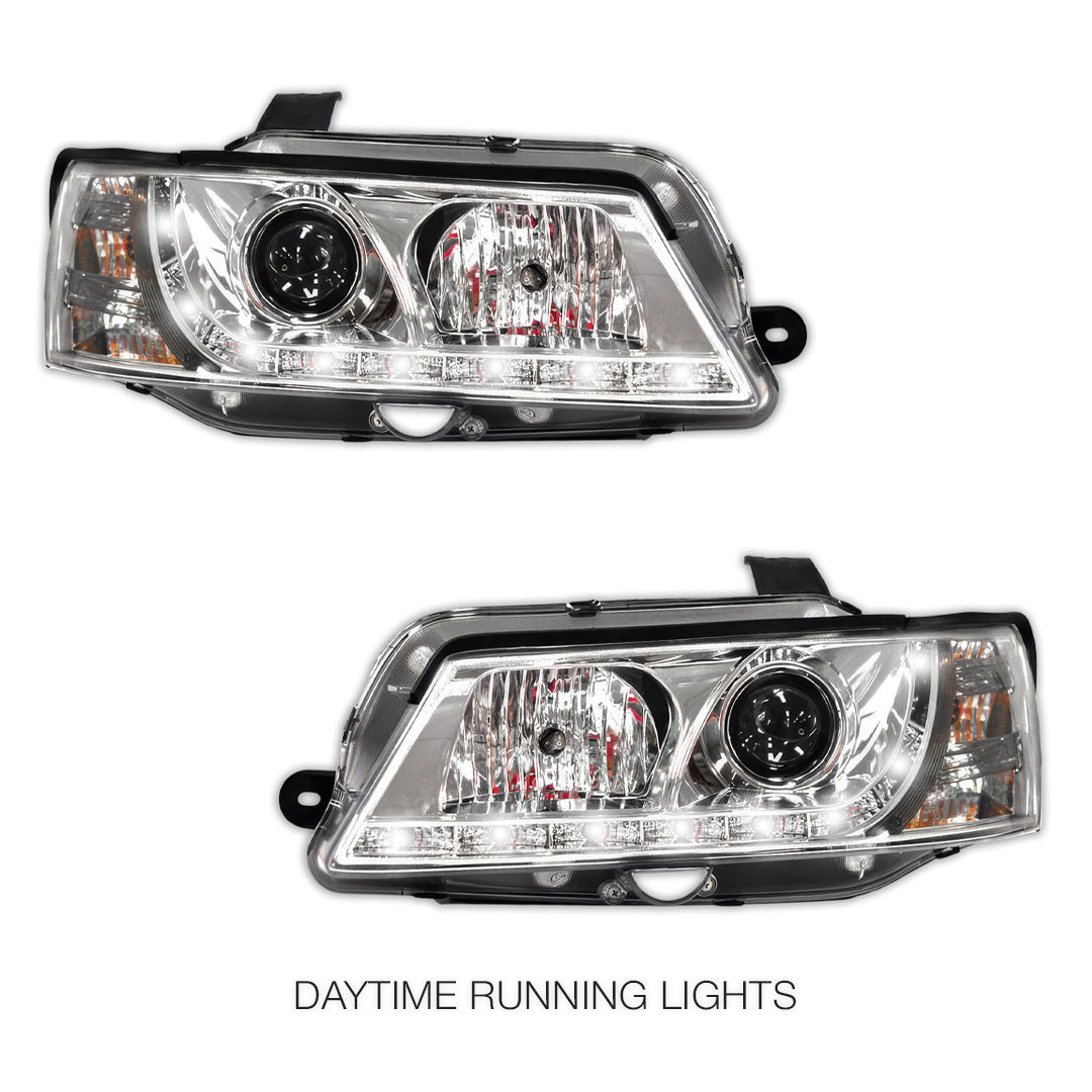 Holden Commodore VY HSV (2002 - 2006) Crystal DRL LED Projector Headlights LH + RH