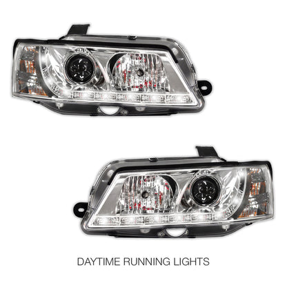 Holden Commodore VY HSV (2002 - 2006) Crystal DRL LED Projector Headlights LH + RH
