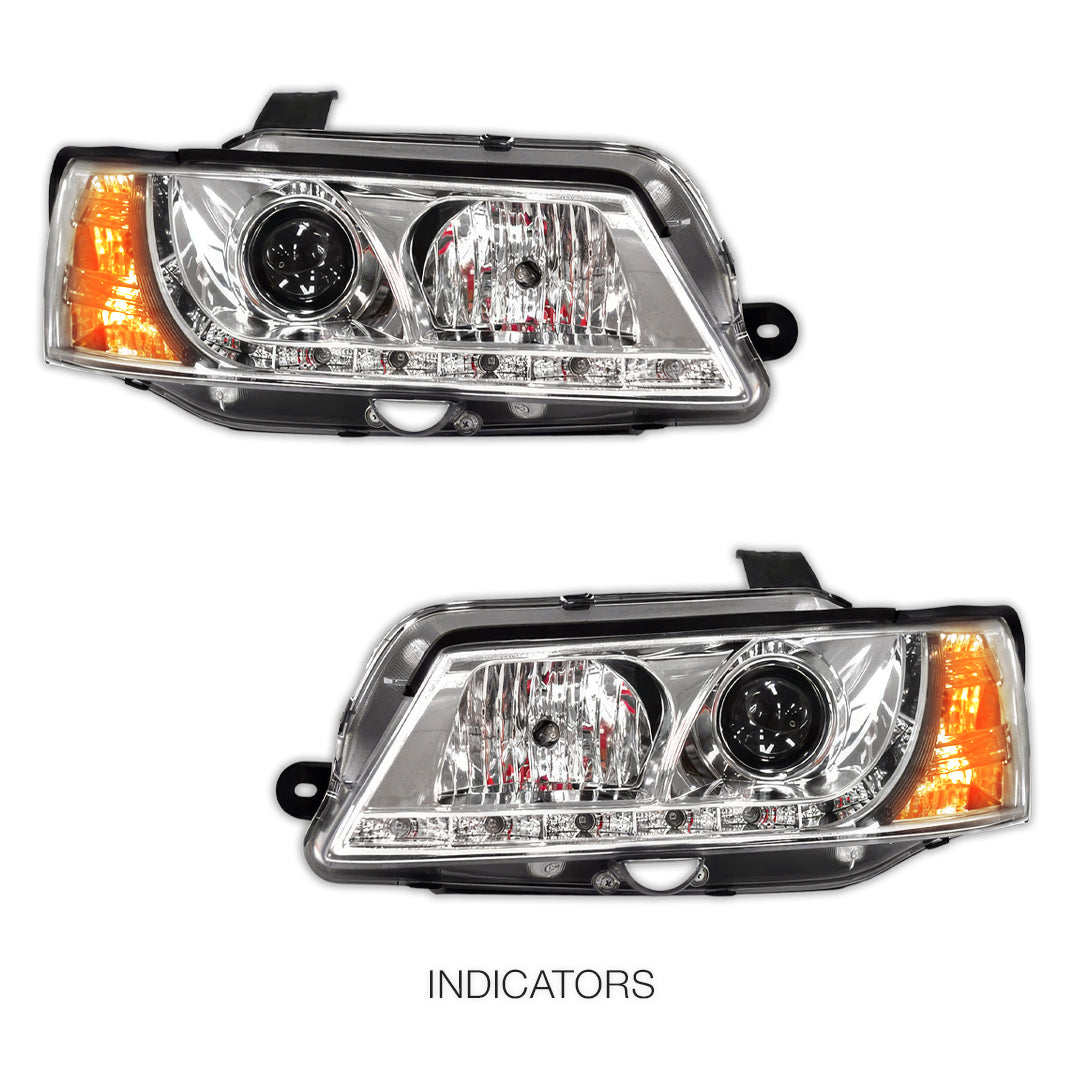 Holden Commodore VY HSV (2002 - 2006) Crystal DRL LED Projector Headlights LH + RH