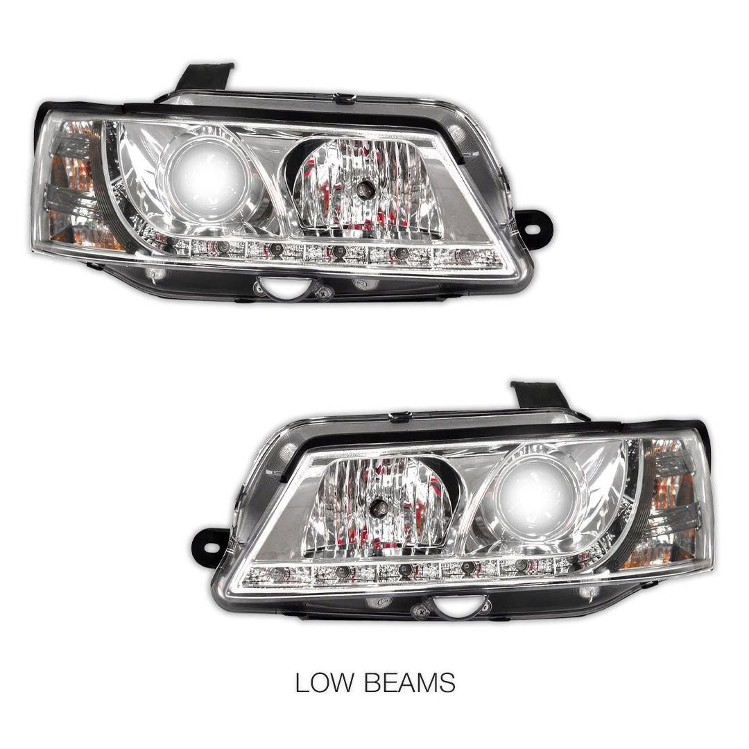Holden Commodore VY HSV (2002 - 2006) Crystal DRL LED Projector Headlights LH + RH