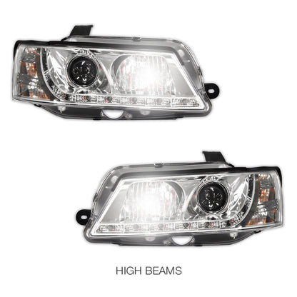 Holden Commodore VY HSV (2002 - 2006) Crystal DRL LED Projector Headlights LH + RH