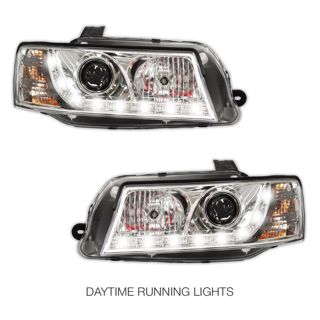 Holden Commodore VZ HSV (2004 - 2007) Crystal DRL LED Projector Headlights LH + RH