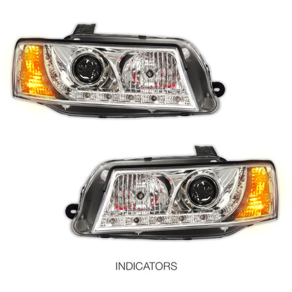 Holden Commodore VZ HSV (2004 - 2007) Crystal DRL LED Projector Headlights LH + RH