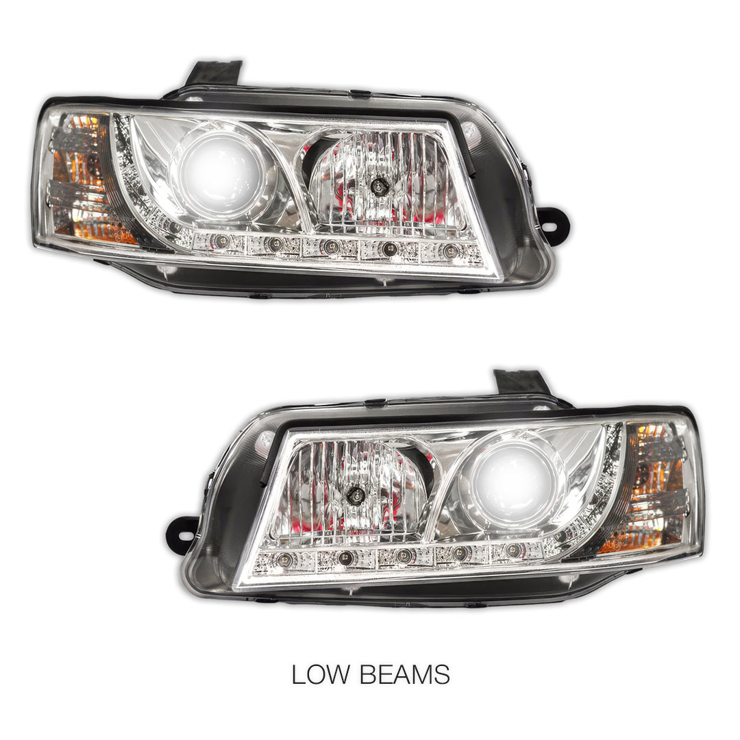 Holden Commodore VZ HSV (2004 - 2007) Crystal DRL LED Projector Headlights LH + RH