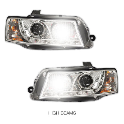 Holden Commodore VZ HSV (2004 - 2007) Crystal DRL LED Projector Headlights LH + RH