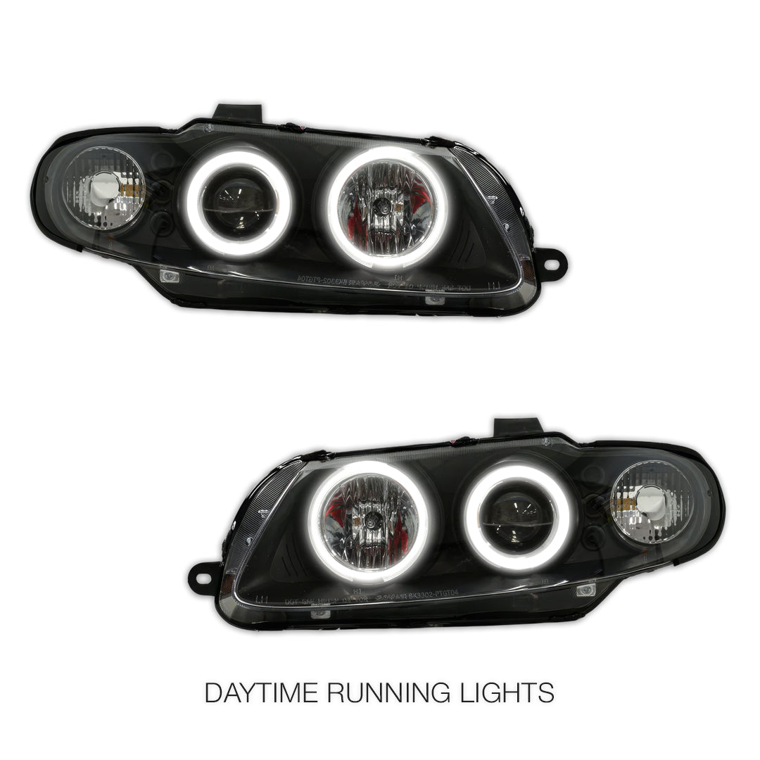 Holden Monaro VZ / HSV Coupe (2004 - 2006) Black LED & CCFL Angel Eyes Projector Headlights LH + RH