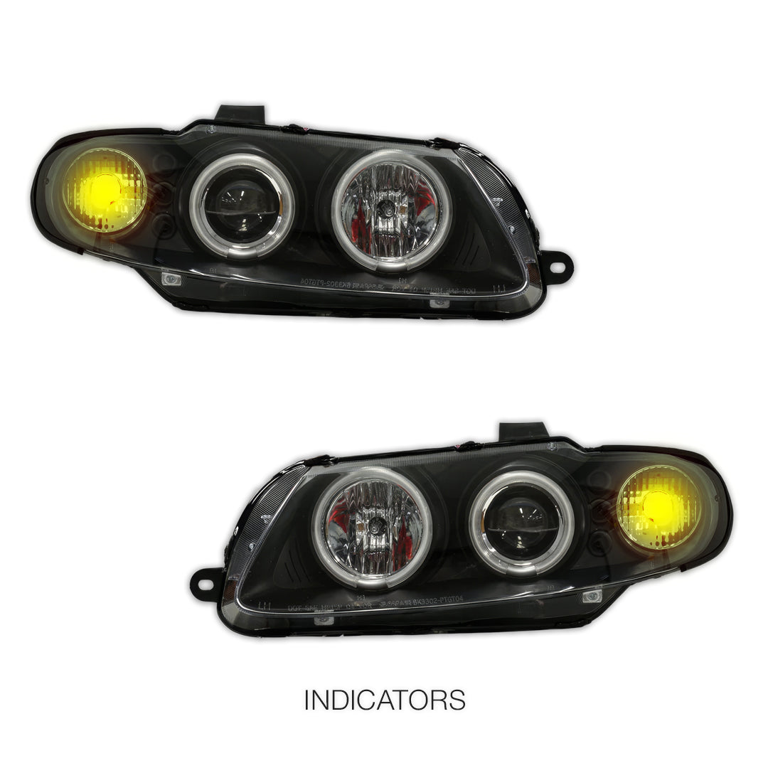 Holden Monaro VZ / HSV Coupe (2004 - 2006) Black LED & CCFL Angel Eyes Projector Headlights LH + RH