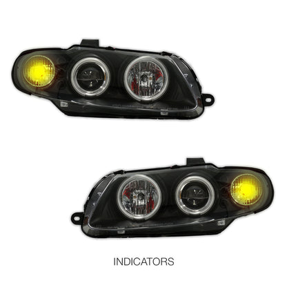 Holden Monaro VZ / HSV Coupe (2004 - 2006) Black LED & CCFL Angel Eyes Projector Headlights LH + RH