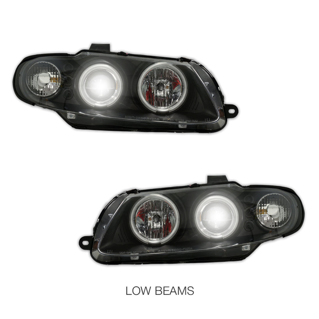 Holden Monaro VZ / HSV Coupe (2004 - 2006) Black LED & CCFL Angel Eyes Projector Headlights LH + RH