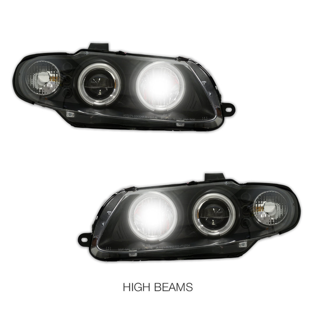Holden Monaro VZ / HSV Coupe (2004 - 2006) Black LED & CCFL Angel Eyes Projector Headlights LH + RH