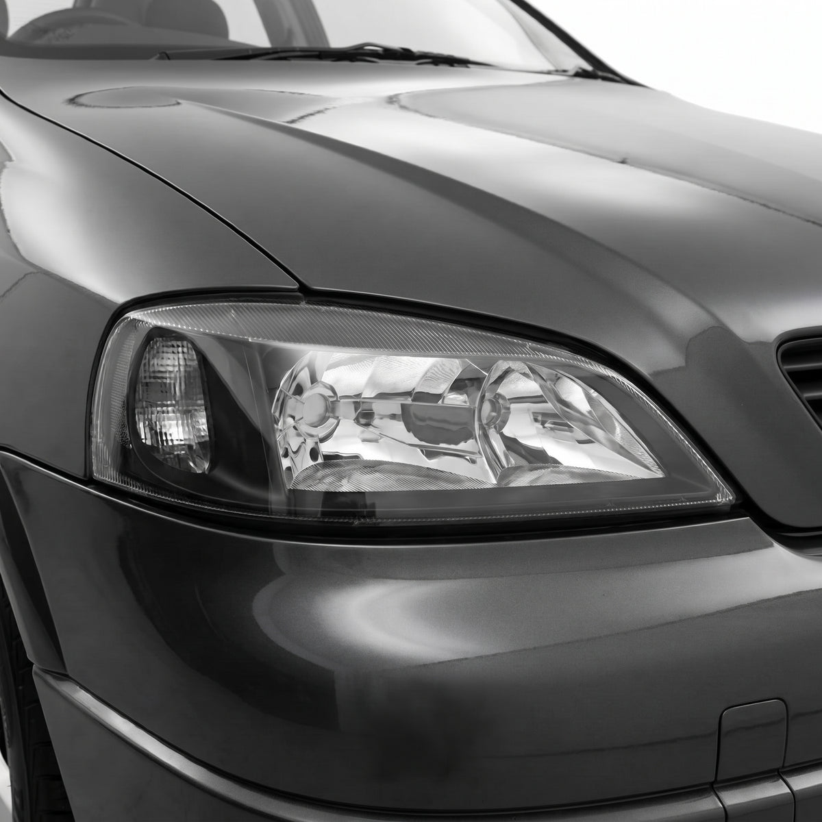 Holden Astra TS (1998 - 2005) Black OEM Style Headlights LH + RH installed close-up