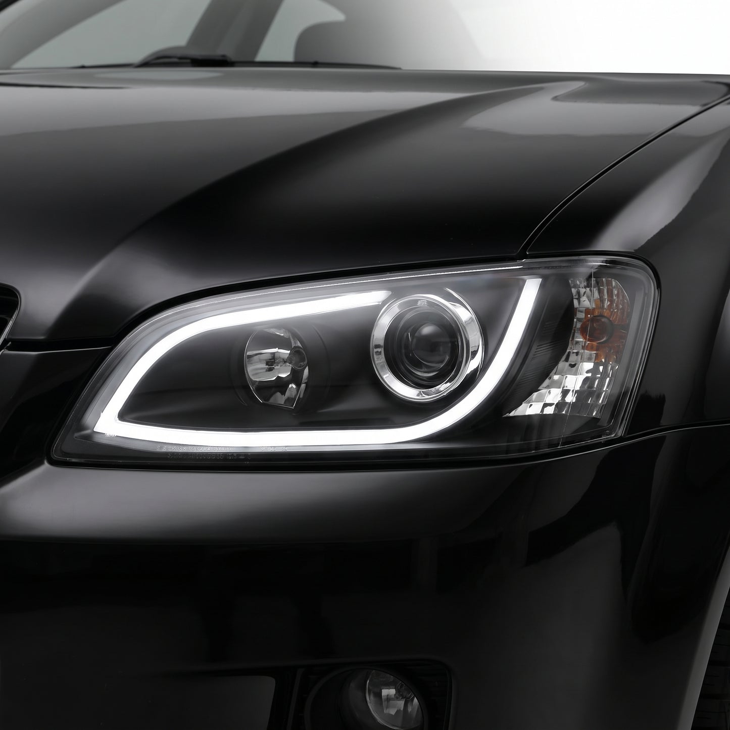Holden Commodore VE Series 1 (2006 - 2009) Black DRL LED Projector Headlights LH + RH