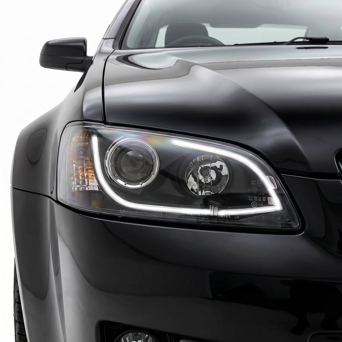 Holden Commodore VE Series 1 (2006 - 2010) Black DRL LED Projector Headlights LH + RH