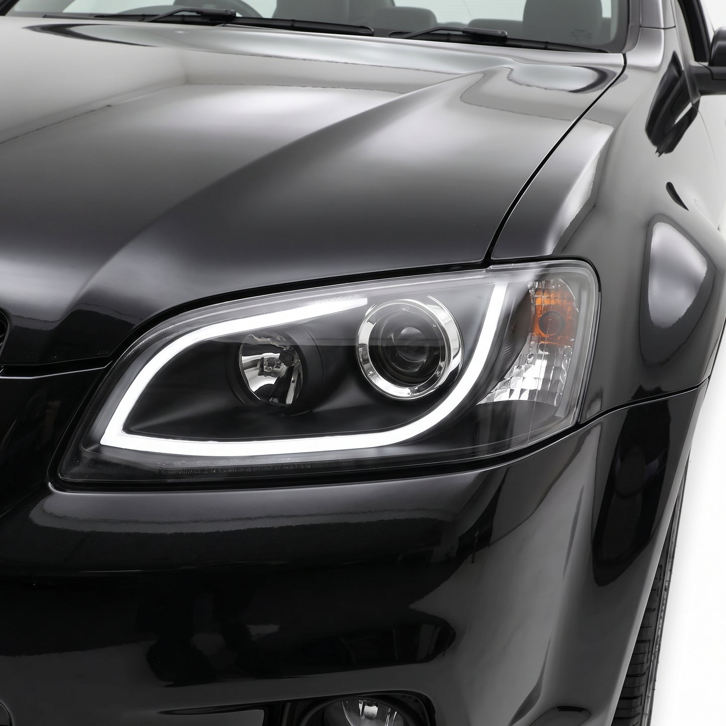 Holden Commodore VE Series 2 (2009 - 2013) Black LED 3D DRL Projector Headlights LH + RH