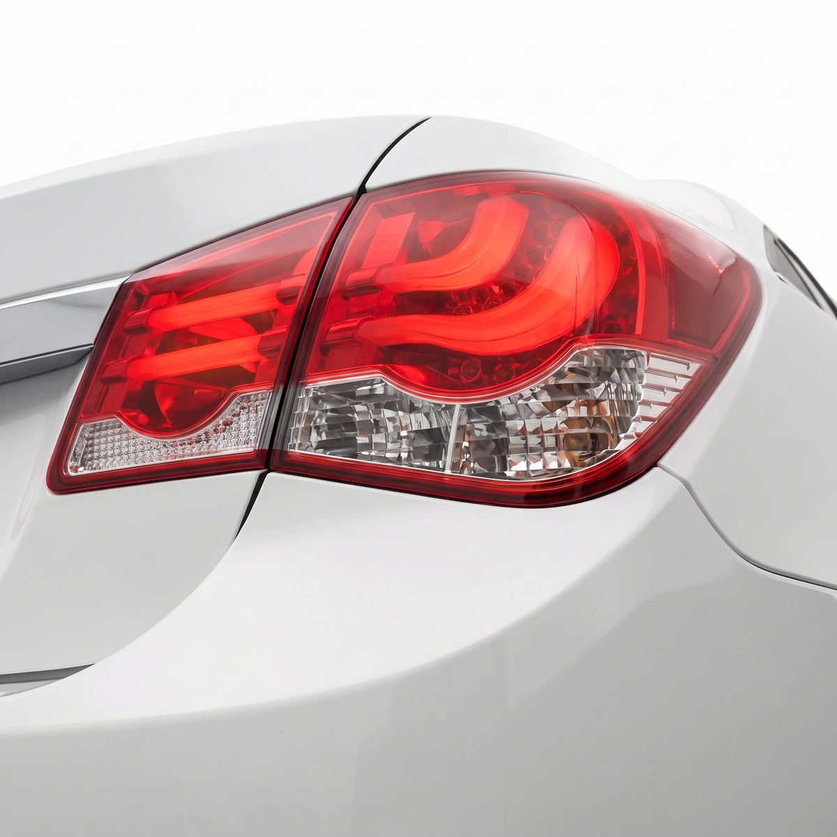 Holden Cruze JG / JH (2009 - 2016) Clear Red 3D LED Stripe Bar Tail Lights LH + RH installed close-up