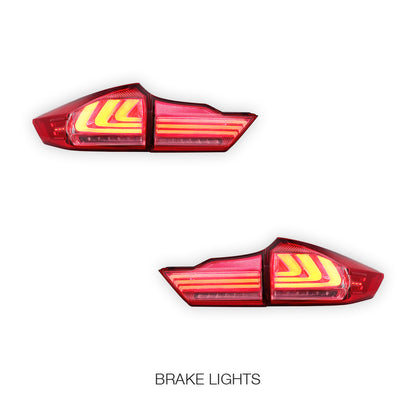 Honda City GM6 (2014 - 2017) BMW Style Sequential Red Smoked LED Tail Lights LH + RH