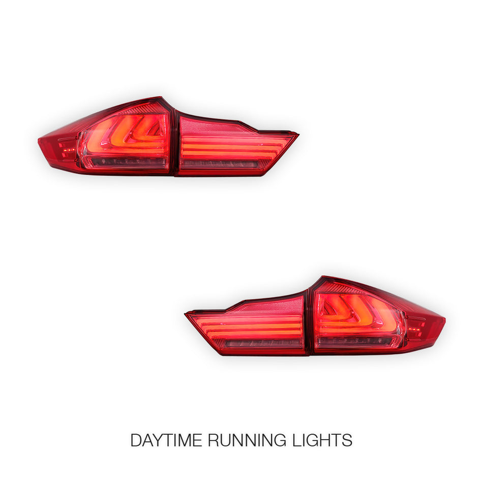 Honda City GM6 (2014 - 2017) BMW Style Sequential Red Smoked LED Tail Lights LH + RH
